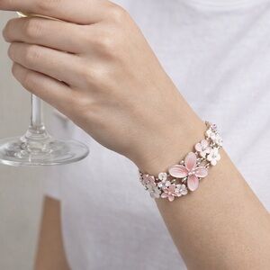 🆕 Lite Pink Butterfly Spring Enameled Comfort Stretch Bracelet